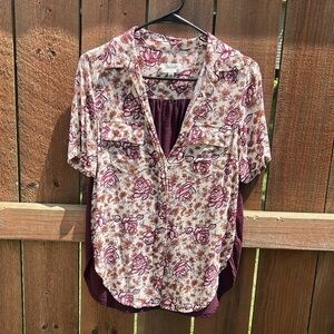 Anthropologie Porridge Floral Button Down Top Size XS